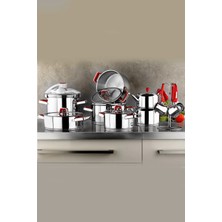 KP Silindir 18 Parça Çelik Çeyiz Seti Kırmızı