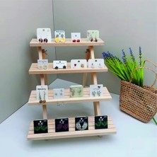 Tiydem Ahşap Ürün Sergileme Standı, 4 Basamaklı Takı Stand, Kolye Küpe Bileklik Bilezik Standı,