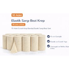 Elastik Sargı Bezi Krep 15 cm x 4 M 10 Adet Esnek Krep Bandaj Elastik Sargı Bezi Seti