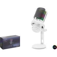 Marsilyan Profesyonel Rgb Mikrofon 192 Khz / 24 Bit Type-C - Beyaz ME6PW