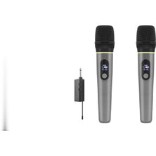 Marsilyan Profesyonel Kablosuz Uhf 2 Mikrofonlu Set 6.35 mm - Gri HDX2791G