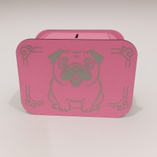 No35 Köpek Kumbara - Ağaç Işleme -Ceviz Ağacı-Pembe