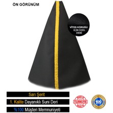Allivo Suzuki Alto Siyah Deri Özel Yeni Tasarım Sarı Şerit Spor Dikiş Vites Körüğü