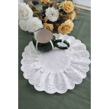 Nurgita Home Fisto Fırfırlı Ham Keten SONUM★5,05PEÇETESI & Kokteyl Peçete Beyaz 20 cm (2 Adet)