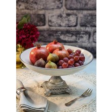 SEÇKİNEV Seçkinev Iyon Porselen Metal Döküm Ayaklı 26CM Sunum Tabağı Gümüş