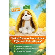 Trust Store Peluş Ananas Köpek Oyuncak 27 cm  Sevimli Fermuarlı Ananas Içinde Köpek Peluş Oyuncak