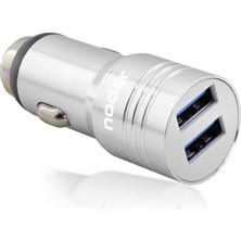 Marsilyan Araç Şarj Adaptörü 2x USB 3.4A Metal - Gümüş ND1075