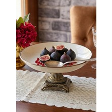 SEÇKİNEV Seçkinev Iyon Porselen Metal Döküm Ayaklı Sunum Tabağı Eskitme 26CM