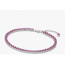 Işıltılı Pembe Tenis Bilekliği