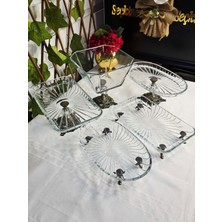 SEÇKİNEV Seçkinev Karem 5 Parça Ayaklı Gümüş Sunum Tabağı Set Esktime 26-27CM