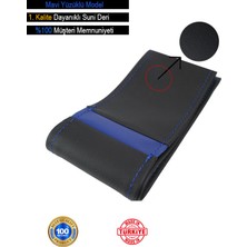 Allivo Seat Ibiza Özel Süper Deri Direksiyon Kılıfı, Mavi Şeritli Spor Dikiş