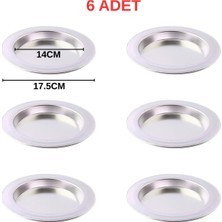 Albergio 6 Adet Alüminyum Künefe Tabağı 14 cm Iç Çap 17,5 cm Dış Çap Künefe Tepsisi