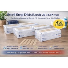 No35 Steril Strip Dikiş Bandı 25 x 127 mm Geniş Yara Kapatma Bandı Cilt Sabitleyici Strip 4’lü 5 Paket