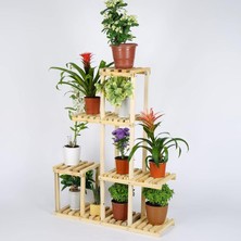 Evdekka 120X100 cm Ahşap Saksı Standı - Çok Amaçlı Dekoratif Çiçek Rafı ve Balkon Düzenleyici