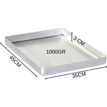 Albergio Alüminyum Baklava Tepsisi 45X35 cm 3 cm Derinlik 1000 gr Fırın Tepsisi