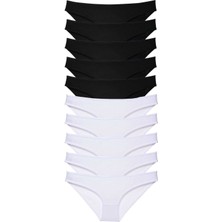 Leopardess 10 adet Eko Set Likralı Kadın Slip Külot Siyah Beyaz