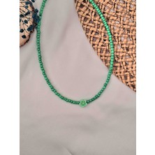 Minel Fashion Çiçek Yeşil Boncuk Kolye