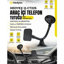 Hedyex H-CT225 Araç Içi Telefon Tutucu Vantuzlu Mıknatıslı Cam ve Torpido Uyumlu