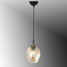 TT606-1-SY-ESK Tt Aydınlatma Mat Siyah-Eskitme Basık Camlı Tekli Avize
