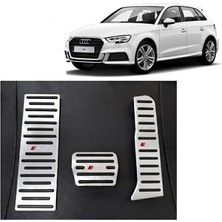 Oto Aksesuarcım Audi A3 Q3 Uyumlu Otomatik Vites Pedal Seti Gaz Fren Ayak Dayama Takımı 3 Parça Krom