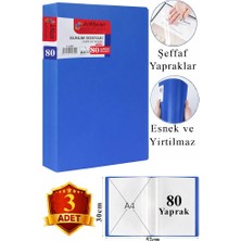 ArtMaster Mavi Sunum Dosyası 80 Li 3 Adet Poşet Dosyalı Katalog Dosyası 80 Poşetli Kendinden Dosya Plastik Kapaklı