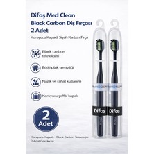 No35 Difaş Med Clean Black Carbon Diş Fırçası 2 Adet Koruyucu Kapaklı Siyah Karbon Fırça Seti