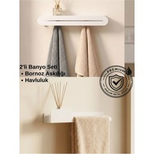 Form Design 2’li Banyo Aksesuar Seti | Paslanmaz Havluluk + Bornoz Askılığı | Güçlü Yapışkan Duvara Monte