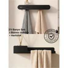 Form Design 2’li Banyo Aksesuar Seti | Paslanmaz Havluluk + Bornoz Askılığı | Güçlü Yapışkan Duvara Monte