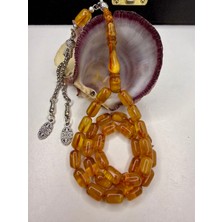 İskenderun Tesbih Dinlenmiş Hamur Renk Almaya Başlamış Sistemden Bozma Sıkma Kehribar Tesbih