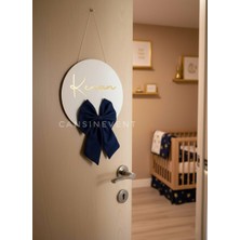 Bebek Kapı Süsü | Doğum Odası / Hastane Odası Kapı Süsleme Fiyonk Detaylı 30CM Lacivert