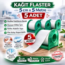 Tuba Toptaş Kağıt Flaster 5 cm x 5 M 5 Adet Medikal Sabitleme Bandı Hassas Ciltler Için