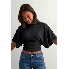 Şiir Wonsa Slim Fit Bele Oturan Geniş Kollu Doğal Viskon Karışımlı Dokulu Jakar Top & Kadın Bluz -