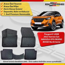 Peugeot E-2008 Paspas Elektrikli Araca Özel 2022 Sonrası Için Derin Havuzlu Paspas Bosse North Serisi
