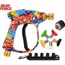 Robeve Bear Force Araç Yıkama Tabancası 5li Nozzle Set ve Kemer Klipsli ile Birlikte Kısa Tetik Tabanca Tetik Tabancası