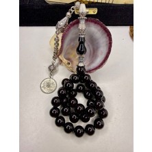 İskenderun Tesbih Simsiyah Oltu Gibi Nakkaş Imame Sıkma Kehribar Tesbih