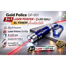 Tuba Toptaş Gold Police GP-001 3 In 1 Laser Pointer + 2 LED Işıklı El Feneri Anahtarlıklı 1 Adet