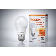 Tuba Toptaş Volemi VM-10S Sensörlü LED Ampul 10W 2000 Lümen E27 Duy 50000 Saat Ömür Enerji Tasarruflu Beyaz Işık