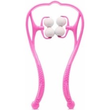 Çerçici Boyun Bacak Ayak Bel Masaj Aleti Çok Fonksiyonlu Manuel 4 Tekerlekli - Pembe