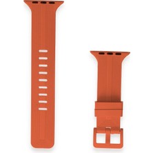 Akman Newface Apple Watch 42MM KR408 Çizgili Silikon Kordon - Turuncu
