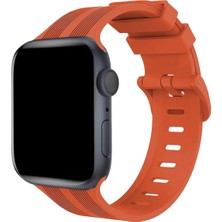 Akman Newface Apple Watch 38MM KR408 Çizgili Silikon Kordon - Turuncu