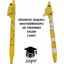 Seyfi Kırtasiye Eğlenceli Başlıklı Ince Uçlu Jel Tükenmez Kalem Mavi Mürekkep