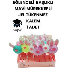 Seyfi Kırtasiye Eğlenceli Başlıklı Ince Uçlu Jel Tükenmez Kalem Mavi Mürekkep