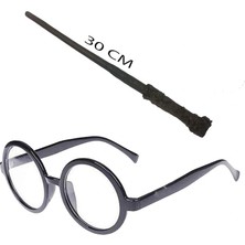 Çerçici Harry Potter Asası 30 cm ve Siyah Çerçeveli Harry Potter Gözlüğü Seti