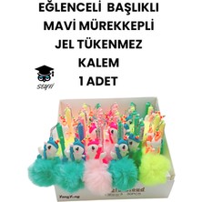 Seyfi Kırtasiye Eğlenceli Başlıklı Ince Uçlu Jel Tükenmez Kalem Mavi Mürekkep