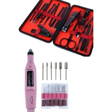 MiraLive Elektrikli Manikür Pedikür Seti Ikili Set 17 Parça Tırnak Bakımı Nasır Temizleme Tırnak Şekillendirme