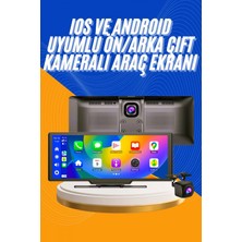 MiraLive Android ve Ios Uyumlu Ön Arka Çift Kameralı Araç Ekranı Dokunmatik Carplay