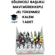 Seyfi Kırtasiye Eğlenceli Başlıklı Ince Uçlu Jel Tükenmez Kalem Mavi Mürekkep