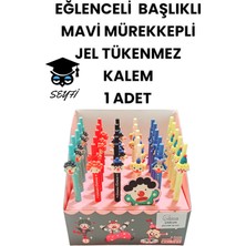 Seyfi Kırtasiye Eğlenceli Başlıklı Ince Uçlu Jel Tükenmez Kalem Mavi Mürekkep