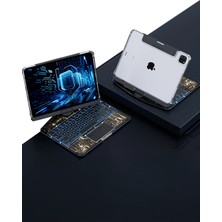 Akman Newface JP11 iPad Pro 11 (2022) Kılıf Vales Dönen Ledli Klavyeli Tablet Kılıfı - Siyah