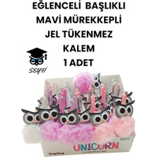 Seyfi Kırtasiye Eğlenceli Başlıklı Ince Uçlu Jel Tükenmez Kalem Mavi Mürekkep